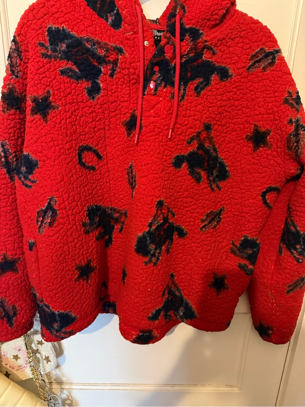 RARE: Wrangler Retro Red Pullover with Navy blue Accents